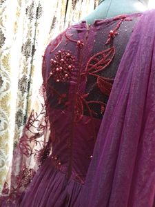 Wine Color Gown Indowestern