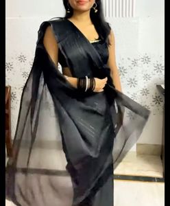 Elegant Black Saree With Readymade Blouse