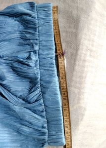 Blue Plisse Wide Leg Pants