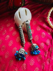 Boho Silver &amp; Blue Necklace &amp; Earring Set