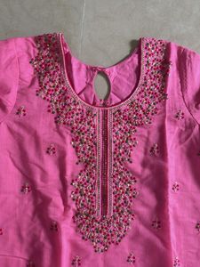 Pink Embroidered Kurta