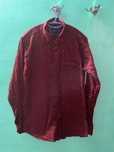 IOW ROYAL Burgundy Polka Dot Shirt