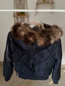 WHO.A.U.CALI VINTAGE NAVY BLUE PUFFER CROP JACKET