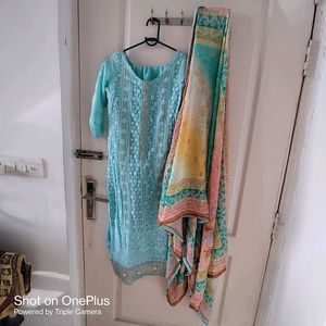 Sky Blue Embroidered Kurta Set