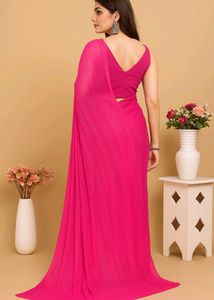 Stunning Hot Pink Striped Saree