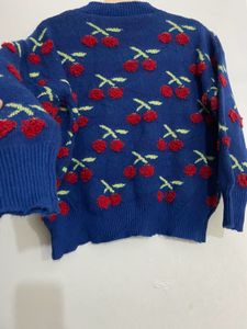 Festive Woven Cherry Patterned Pullover