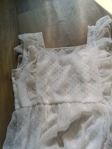 White Swiss Dot Ruffle Dress