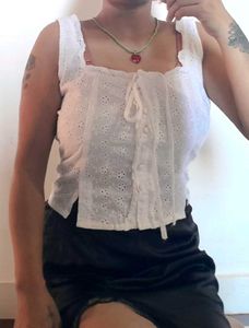 White Eyelet Tank Top..