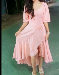 Elegant Pink Ruffle Dress