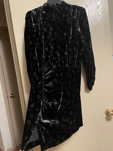 Zara New With Tag Velvet Long Sleeve Dress