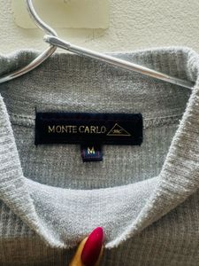 Gray Ribbed Mock Neck Top