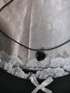 Black Corquette Top With Y2k Hearts Necklace 🖤🌼
