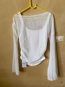 Off Shoulder Sheer Top