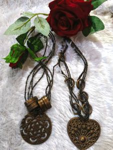 Boho Chic Pendant Necklace Set combo pack of 2