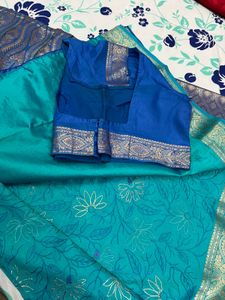 Sea Green Saree With Blouse