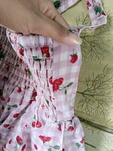 Girls Lavender Lolita Cherry Checkered Dress