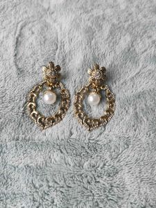 Vintage Gold & Pearl Drop Earrings