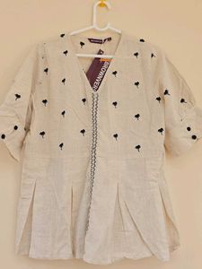 Brownverse Pure Cotton Women's Embroidered Top