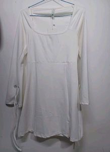 White Long Sleeve Mini Dress