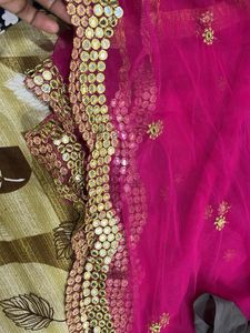 Pink &amp; Gold Embellished Dupatta