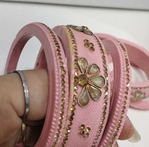 Peach Lakh Bangle Set