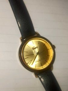 LACOSTE unisex Leather Black Watch