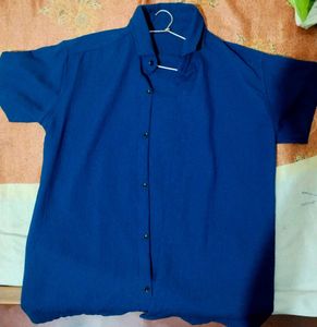 fashionable navy blue korean shirt