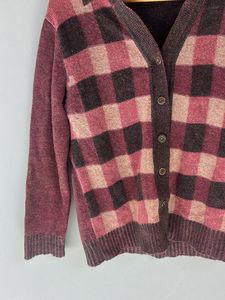 Vintage Plaid Knit Cardigan