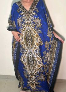 Blue Patterned Kaftan Dress