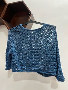 Blue Crochet Cardigan