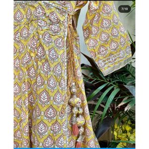 Yellow Angrakha Kurti With Pant