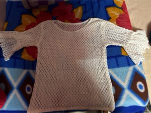Beautiful White Net Top With Combo Of Denim Coty