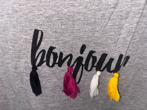 Gray fringe sleeve top