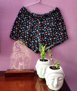 Black Printed Shorts (Women)