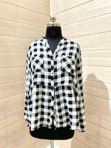 Suzanne Betro Imported  Checkered Shirt Top