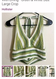 HOLLISTER Green/White Knit Crop Top