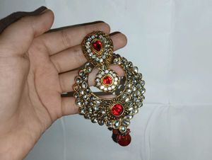 Red &amp; Gold Statement Earrings