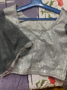 Self Stiched Grey Party Lehnga Choli With Dupatta