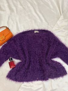Purple Fuzzy Knit Sweater