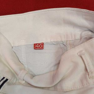 White Jeans with Striped Detail