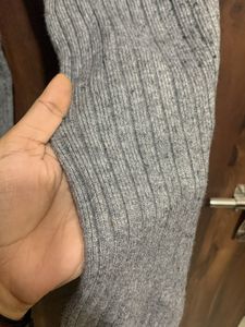 Gray Knit Wide Leg Pants