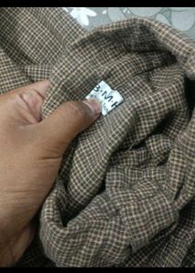 Vintage Brown Tie-Neck Blouse