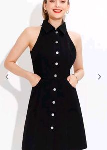 URBANIC BLACK SHIRT MINI DRESS