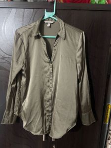 Olive Green Button-Up Shirt