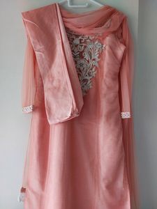 Elegant Peach/coral Pink Kurta Set