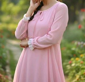 Pink frok suit with white dupatta