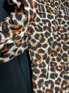 Black with Lepord Prints Puffed Tops(Women