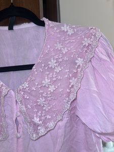 Pink Floral Embroidered Blouse