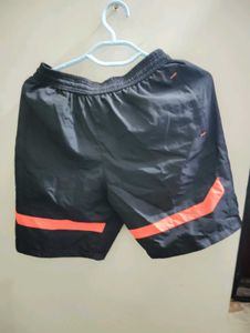 Sporty Black & Orange Athletic Shorts