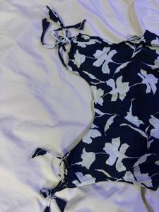 Navy Blue Tie Knot Straps Short Kurti.SIZE-30-34